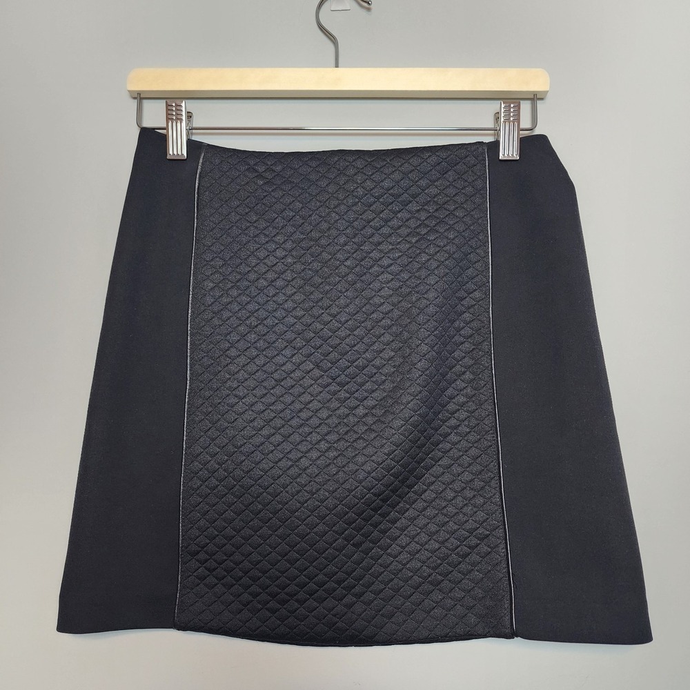 Club Monaco Carrie Quilted Diamond Panel Mini Skirt Soot Black Size 2